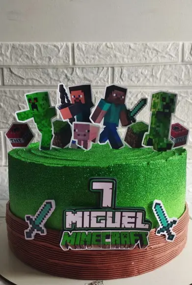 Topper de Bolo Minecraft Personalizado Aniversário