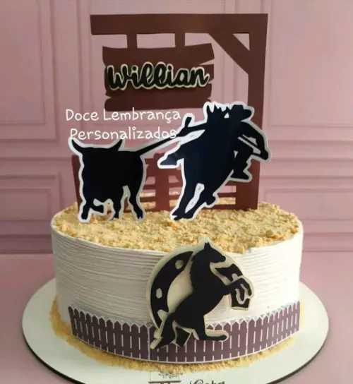 Topper de Bolo Personalizado Fazenda Peão Vaqueiro