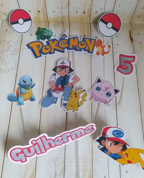 Topper de Bolo Pokemon Aniversário