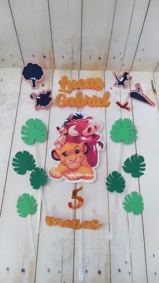 Topper de Bolo Rei Leão Mêsversario Aniversário