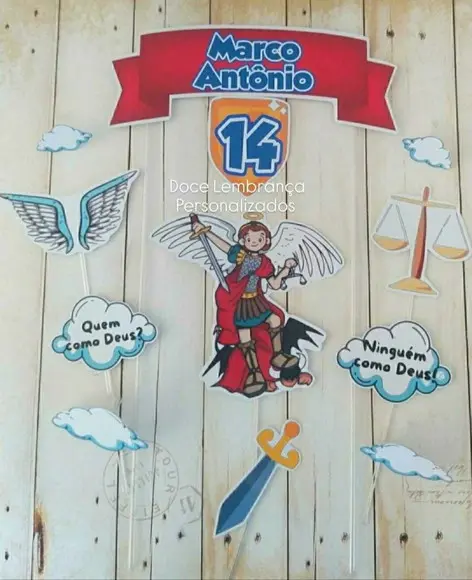 Topper de Bolo São Miguel Arcanjo Personalizado