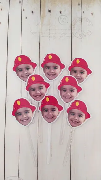 Topper Docinhos Rostinho Chapéu Capacete Bombeiro