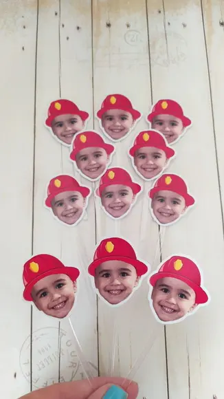 Topper Docinhos Rostinho Chapéu Capacete Bombeiro