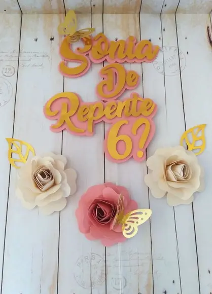 Topper Flores De Papel 60 Anos