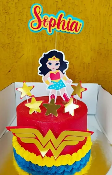 Topper Mulher Maravilha 3d Personalizado
