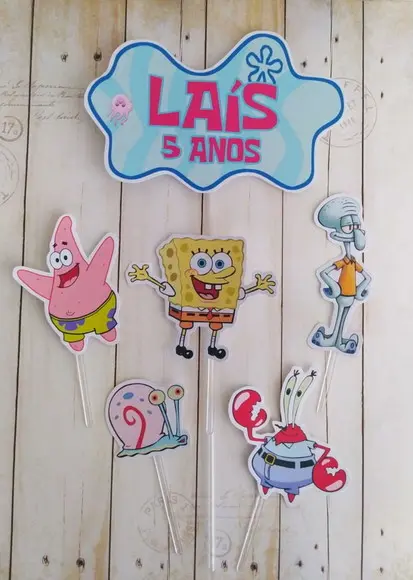 Topper para Bolo Bob Esponja Menina