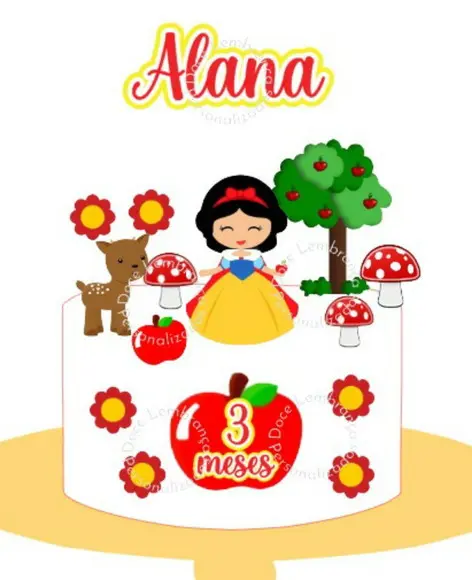 Topper para Bolo Branca de Neve Baby