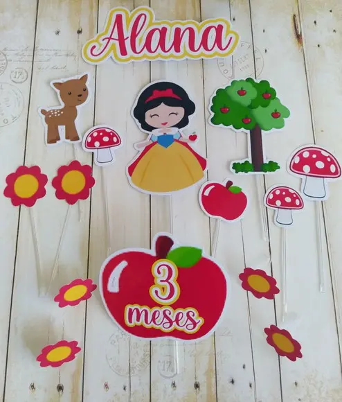 Topper para Bolo Branca de Neve Baby