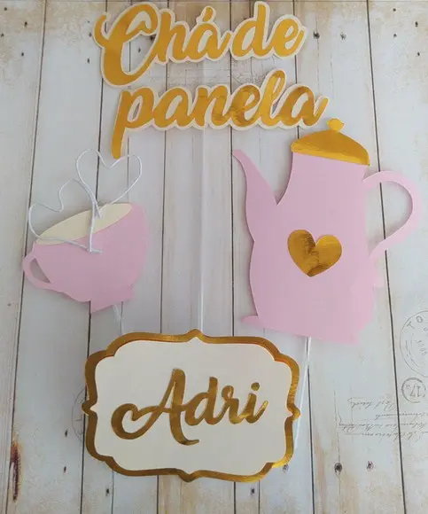 Topper para Bolo Chá de Panela 3d