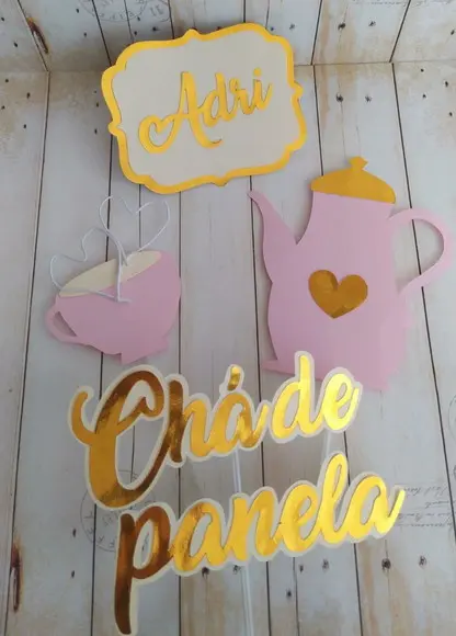 Topper para Bolo Chá de Panela 3d