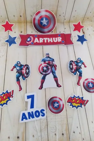 Topper para Bolo Capitão América Personalizado
