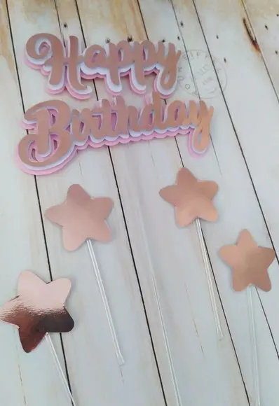 Topper para Bolo Happy Birthday 3d Personalizado