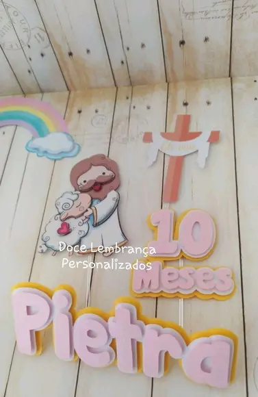 Topper para Bolo Mesversario Páscoa/jesus Religioso