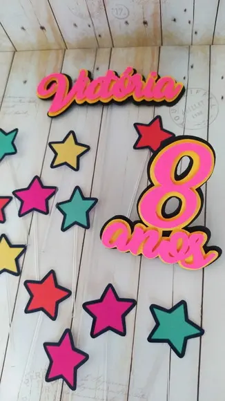 Topper para Bolo Neon 3d Personalizado