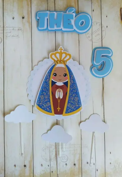 Topper para Bolo Nossa Senhora Aparecida Baby Mesversario