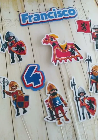 Topper para Bolo Playmobil Cavaleiro Medieval Personalizado