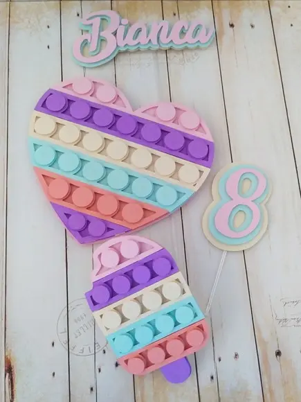 Topper para Bolo Pop It 3d Personalizado