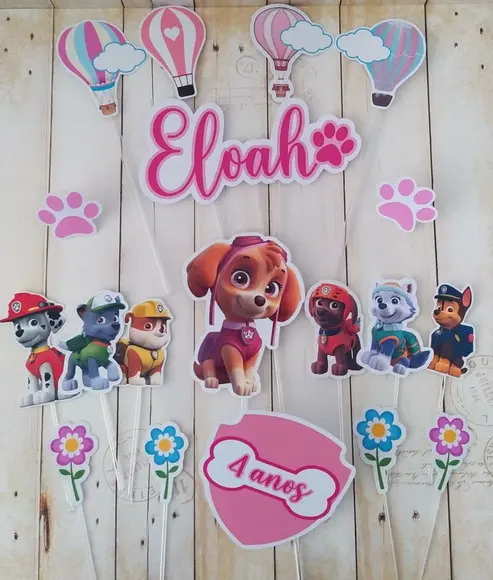 Topper para Bolo Skye Patrulha Canina Personalizado