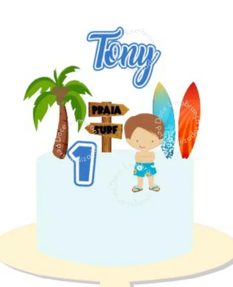 Topper para Bolo Surf/surfista