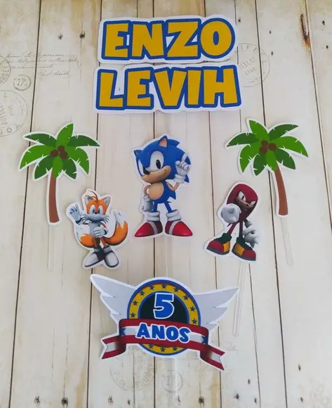 Topper para Bolo Sonic Personalizado