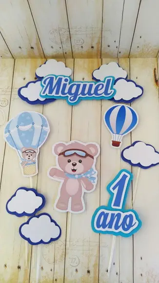 Topper para Bolo Urso Baloeiro Personalizado