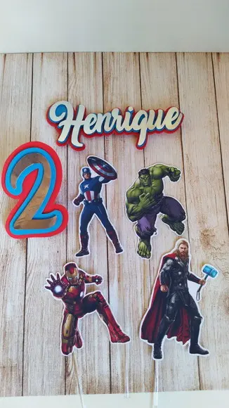 Topper para Bolo Vingadores 3d Personalizado