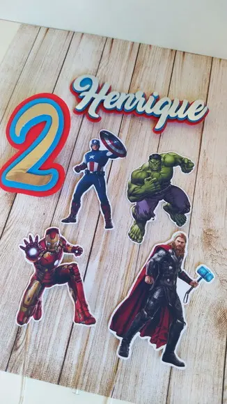 Topper para Bolo Vingadores 3d Personalizado