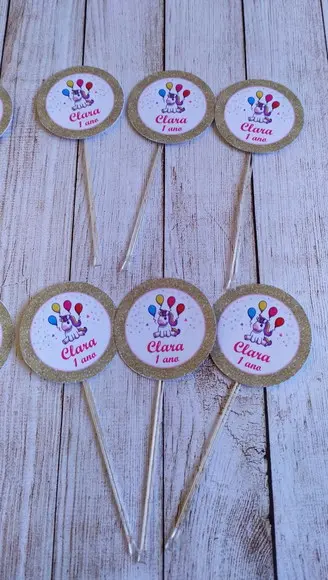 Topper para Docinhos Aniversário Unicórnio Baby 30 Unidades