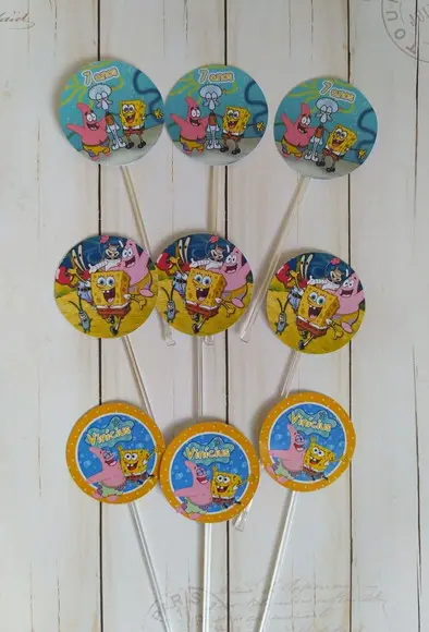 Topper para Docinhos Bob Esponja 30 Unidades