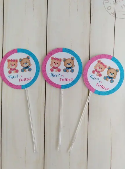 Topper para Docinhos Chá Revelação 30 Unidades