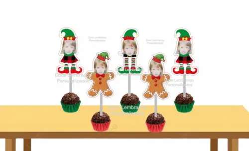 Topper para Docinhos com Carinha Biscoito Natal