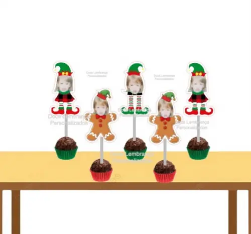 Topper para Docinhos com Carinha Biscoito Natal