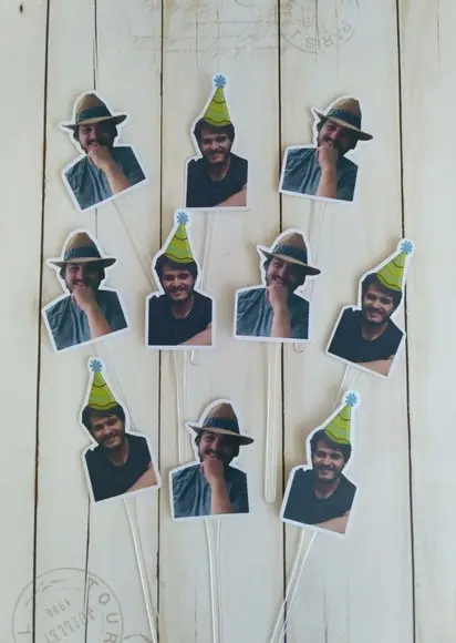 Topper para Docinhos com Foto e Chapeuzinho Adulto