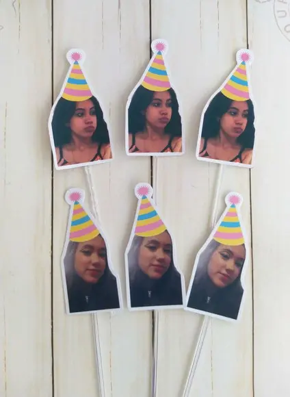 Topper para Docinhos com Foto e Chapeuzinho 15 Anos