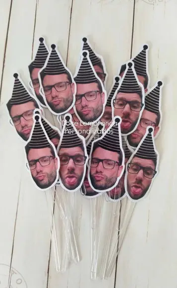 Topper para Docinhos com Foto e Chapeuzinho Adulto Homem