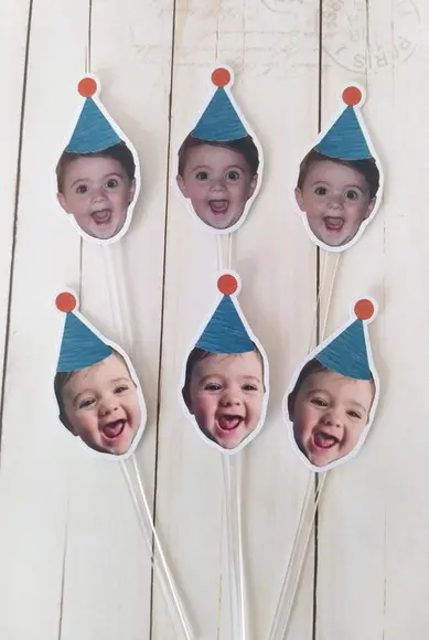 Topper para Docinhos com Foto e Chapeuzinho Bebê