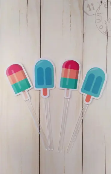 Topper para Docinhos Festa Picolé Sorvete 30 Unidades