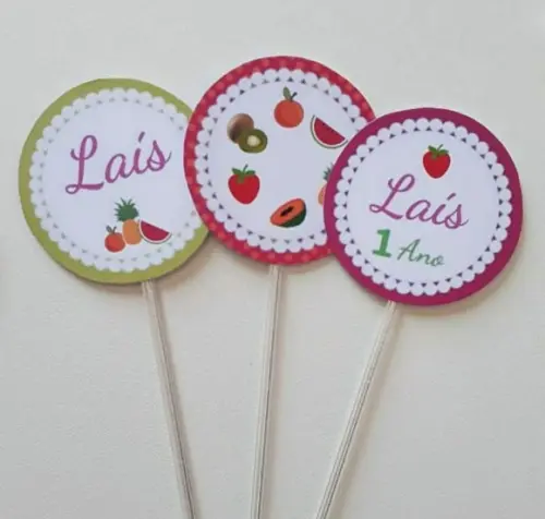 Topper para Docinhos Frutinha Quitandinha 30 Unid