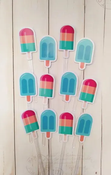 Topper para Docinhos Festa Picolé Sorvete 30 Unidades