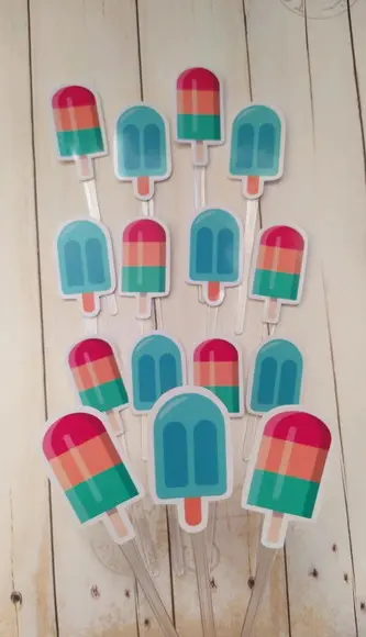 Topper para Docinhos Festa Picolé Sorvete 30 Unidades