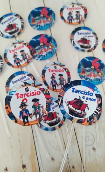 Topper para Docinhos Playmobil Pirata 30 Unidades