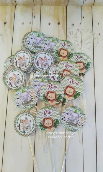 Topper para Docinhos Safari Aquarela 30 Unidades