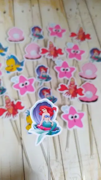 Topper para Docinhos Sereia Ariel 30 Unidades