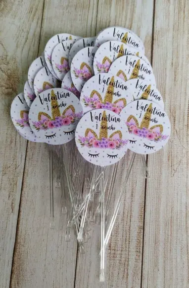 Topper para Docinhos Unicórnio 50 Unidades