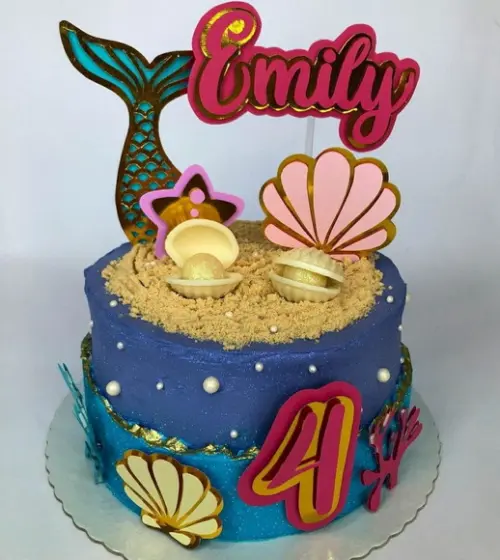 Topper Sereia/fundo Do Mar 3d Personalizado
