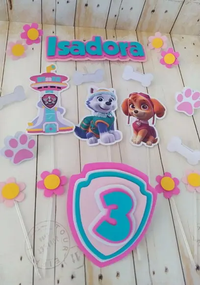 Topper Skye E Everest 3d (patrulha Canina) Personalizado
