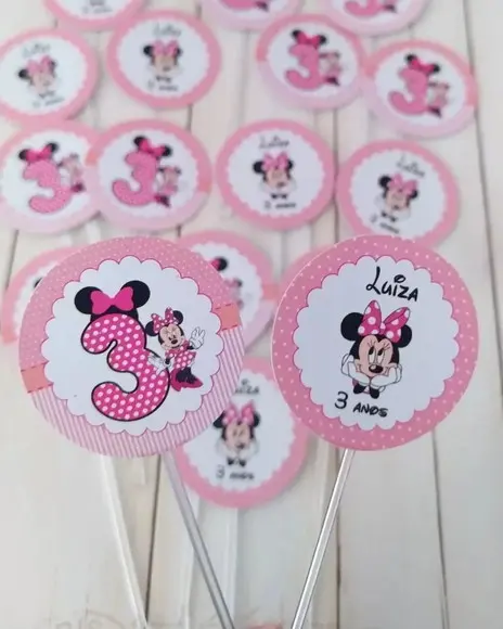 Toppers para Docinhos Minnie Rosa 50 Unidades