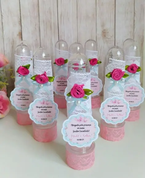 Tubetes Personalizado Jardim Encantado Luxo lembrancinha aniversário, chá de bebê, maternidade