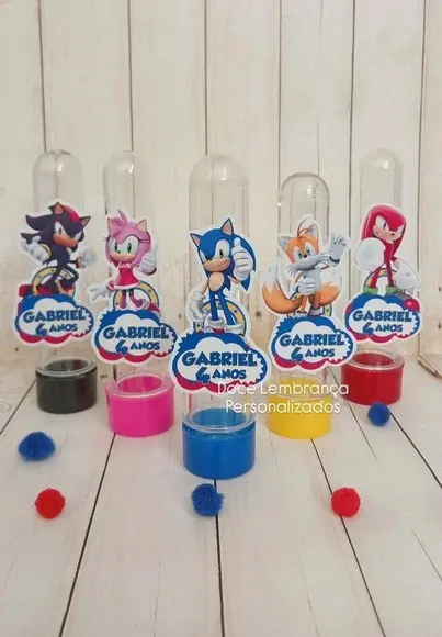 Tubetes Sonic Lembrancinha Aniversário Infantil