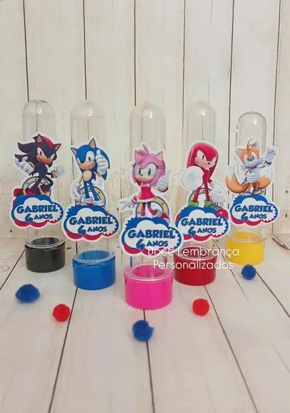 Tubetes Sonic Lembrancinha Aniversário Infantil